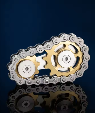Metalen Chain Gear Fidget Spinner – RVS Hand Spinner EDC Focus en Stress Relief 5,9 x 3,4 x 1,2 cm