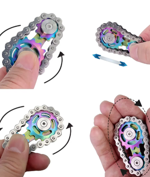 Metalen Chain Gear Fidget Spinner – RVS Hand Spinner EDC Focus en Stress Relief 5,9 x 3,4 x 1,2 cm