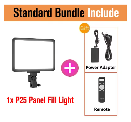 P25 Dimbaar LED Videolamp Paneel 25W – 2800K-8000K met Afstandsbediening