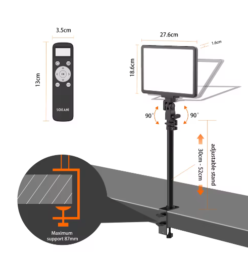 P25 Dimbaar LED Videolamp Paneel 25W – 2800K-8000K met Afstandsbediening