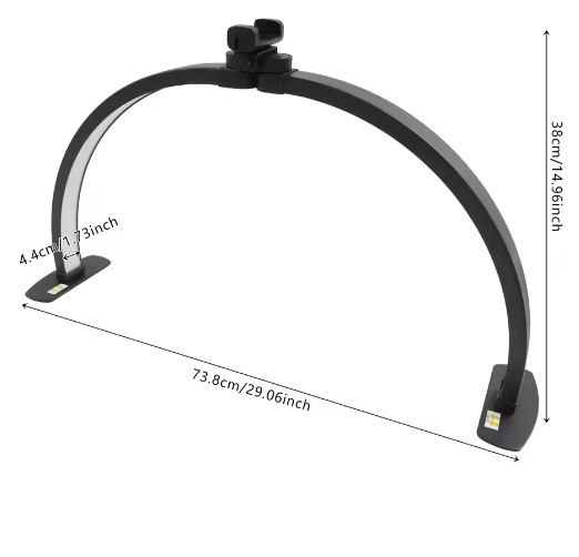 38W Halvemaan LED Lamp – Dimbare Studioverlichting 3000-6000K voor Nagelsalon en Make-up 73,8 x 38 cm