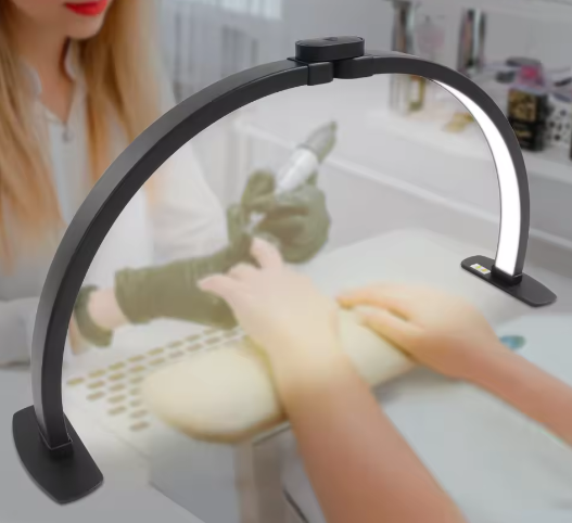 38W Halvemaan LED Lamp – Dimbare Studioverlichting 3000-6000K voor Nagelsalon en Make-up 73,8 x 38 cm