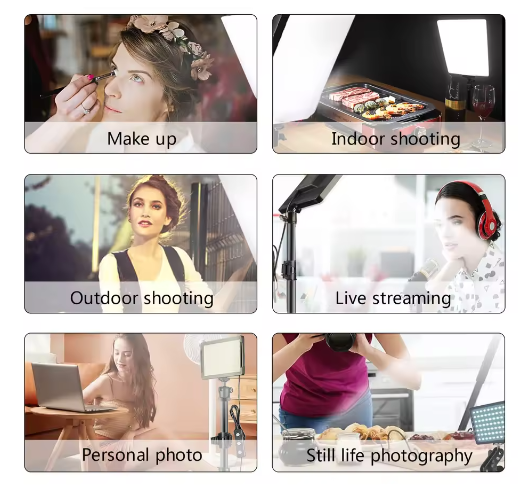 2-Pack LED Streaming Lights met Statief – Studio Videolamp Set met 9 Kleurenfilters