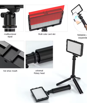 2-Pack LED Streaming Lights met Statief – Studio Videolamp Set met 9 Kleurenfilters