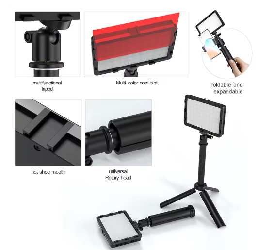 2-Pack LED Streaming Lights met Statief – Studio Videolamp Set met 9 Kleurenfilters