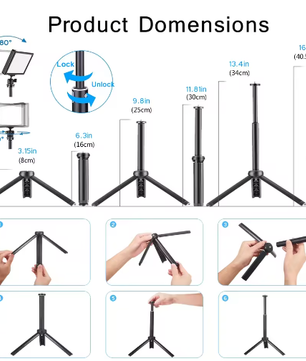 2-Pack LED Streaming Lights met Statief – Studio Videolamp Set met 9 Kleurenfilters