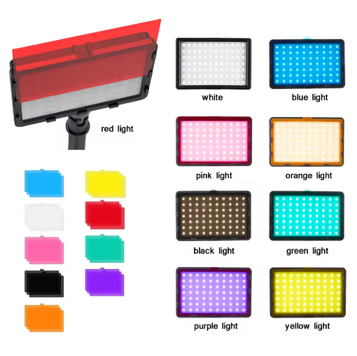 2-Pack LED Streaming Lights met Statief – Studio Videolamp Set met 9 Kleurenfilters