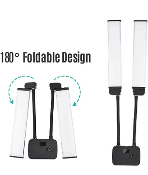 Opvouwbaar LED Lichtstatief met Dubbele Arm – Dimbaar met 3 Kleurtemperaturen voor Livestream en Fotografie