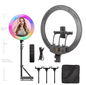 18 Inch 45 cm RGB Ringlicht met Statief – Dimbaar USB LED Selfie Lamp voor Fotostudio