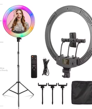18 Inch 45 cm RGB Ringlicht met Statief – Dimbaar USB LED Selfie Lamp voor Fotostudio