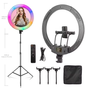18 Inch 45 cm RGB Ringlicht met Statief – Dimbaar USB LED Selfie Lamp voor Fotostudio