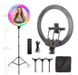 18 Inch 45 cm RGB Ringlicht met Statief – Dimbaar USB LED Selfie Lamp voor Fotostudio