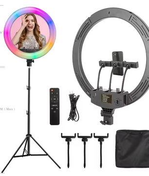 18 Inch 45 cm RGB Ringlicht met Statief – Dimbaar USB LED Selfie Lamp voor Fotostudio