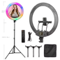 18 Inch 45 cm RGB Ringlicht met Statief – Dimbaar USB LED Selfie Lamp voor Fotostudio