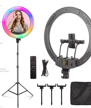 18 Inch 45 cm RGB Ringlicht met Statief – Dimbaar USB LED Selfie Lamp voor Fotostudio