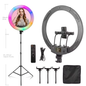 18 Inch 45 cm RGB Ringlicht met Statief – Dimbaar USB LED Selfie Lamp voor Fotostudio