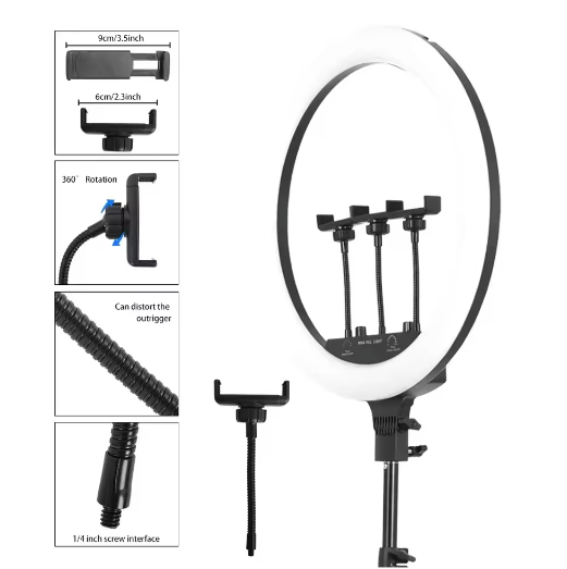 18 Inch 45 cm RGB Ringlicht met Statief – Dimbaar USB LED Selfie Lamp voor Fotostudio