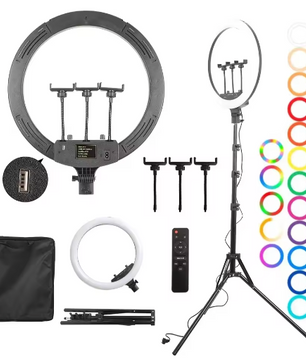 18 Inch 45 cm RGB Ringlicht met Statief – Dimbaar USB LED Selfie Lamp voor Fotostudio
