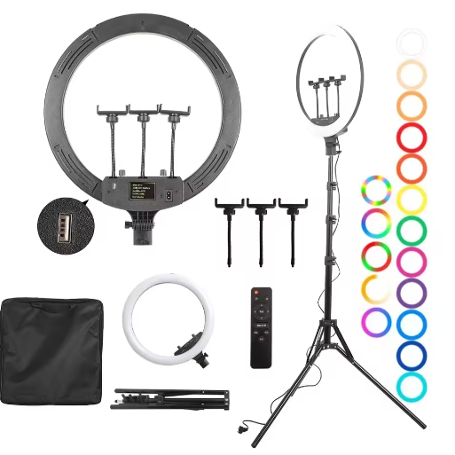 18 Inch 45 cm RGB Ringlicht met Statief – Dimbaar USB LED Selfie Lamp voor Fotostudio