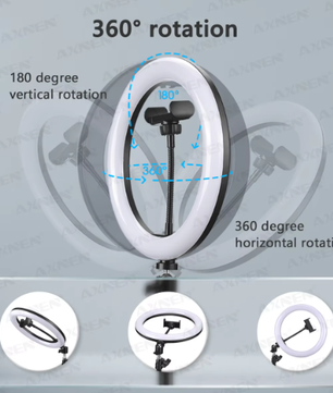 26 cm LED Ringlicht met Statief – Dimbare Selfie Lamp met Telefoonhouder