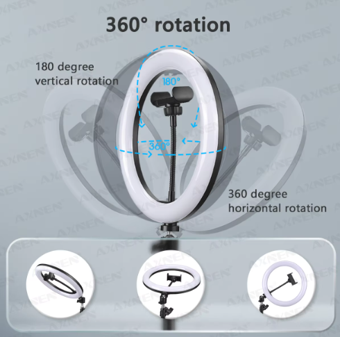 26 cm LED Ringlicht met Statief – Dimbare Selfie Lamp met Telefoonhouder