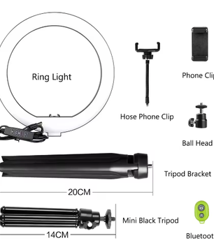 26 cm Ringlamp met Statief – USB Dimbare LED Selfie Lamp voor Fotografie Studio