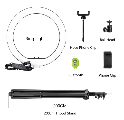 26 cm Ringlamp met Statief – USB Dimbare LED Selfie Lamp voor Fotografie Studio