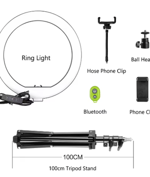 26 cm Ringlamp met Statief – USB Dimbare LED Selfie Lamp voor Fotografie Studio