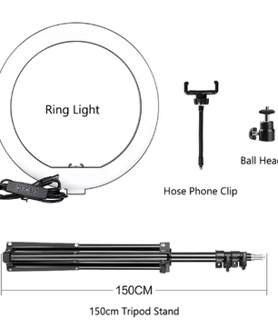 26 cm Ringlamp met Statief – USB Dimbare LED Selfie Lamp voor Fotografie Studio