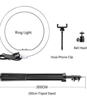 26 cm Ringlamp met Statief – USB Dimbare LED Selfie Lamp voor Fotografie Studio