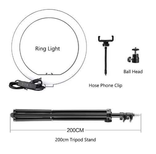 26 cm Ringlamp met Statief – USB Dimbare LED Selfie Lamp voor Fotografie Studio