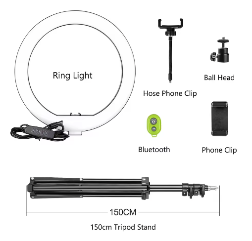 26 cm Ringlamp met Statief – USB Dimbare LED Selfie Lamp voor Fotografie Studio