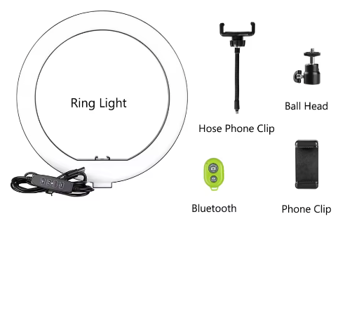26 cm Ringlamp met Statief – USB Dimbare LED Selfie Lamp voor Fotografie Studio
