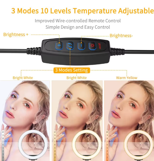 16/26/33 cm LED Selfie Ringlicht – Dimbare Fotografie Lamp met Statief voor Video en Live Streaming