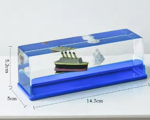 Black Pearl Boot Vloeistofdecoratie – Drijvende Scheepsfles van Acryl, Onbreekbaar en Roterend Design