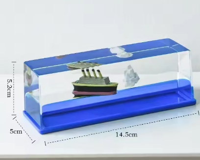 Black Pearl Boot Vloeistofdecoratie – Drijvende Scheepsfles van Acryl, Onbreekbaar en Roterend Design