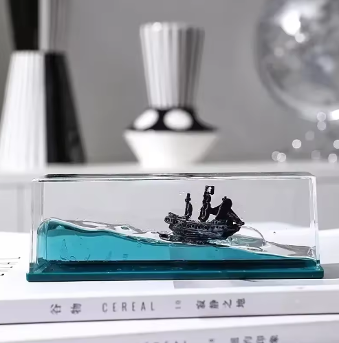 Black Pearl Boot Vloeistofdecoratie – Drijvende Scheepsfles van Acryl, Onbreekbaar en Roterend Design