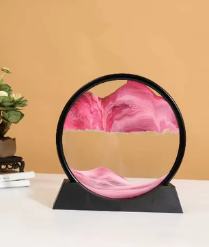3D Zandlandschap Bewegende Zandkunst – Rond Glazen Drijfzand Schilderij met Vloeibaar Diepzee Effect