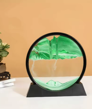 3D Zandlandschap Bewegende Zandkunst – Rond Glazen Drijfzand Schilderij met Vloeibaar Diepzee Effect
