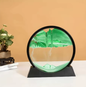 3D Zandlandschap Bewegende Zandkunst – Rond Glazen Drijfzand Schilderij met Vloeibaar Diepzee Effect