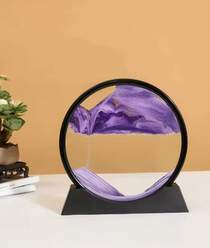 3D Zandlandschap Bewegende Zandkunst – Rond Glazen Drijfzand Schilderij met Vloeibaar Diepzee Effect
