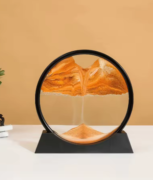 3D Zandlandschap Bewegende Zandkunst – Rond Glazen Drijfzand Schilderij met Vloeibaar Diepzee Effect