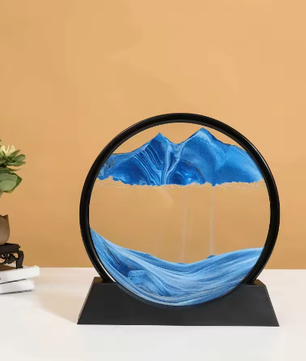 3D Zandlandschap Bewegende Zandkunst – Rond Glazen Drijfzand Schilderij met Vloeibaar Diepzee Effect