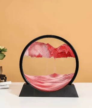 3D Zandlandschap Bewegende Zandkunst – Rond Glazen Drijfzand Schilderij met Vloeibaar Diepzee Effect