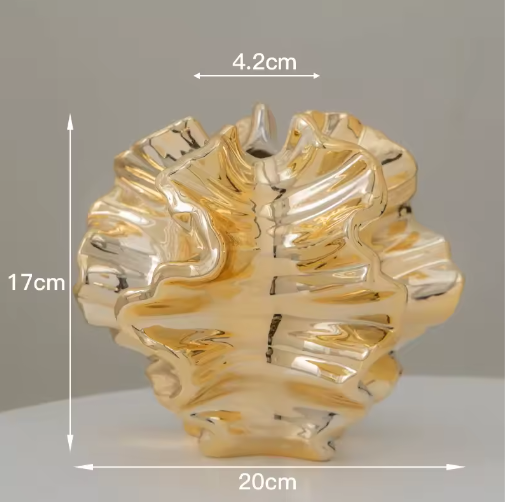 Minimalistische Keramische Koraal Vaas – Scandinavische Decoratieve Bloemenvaas voor Woonkamer, Kantoor en Tafel