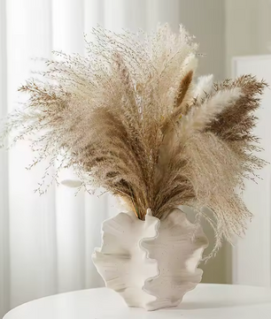 Minimalistische Keramische Koraal Vaas – Scandinavische Decoratieve Bloemenvaas voor Woonkamer, Kantoor en Tafel