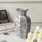 Handgeschilderde Blauw-Witte Porseleinen Vaas – Elegante Keramische Bloemenvaas voor Woonkamer en Tafeldecoratie