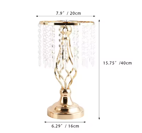 Set van 10 Gouden Kristallen Bloemenvazen – Elegante Metalen Centerpieces voor Bruiloft en Tafeldecoratie