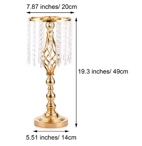 Set van 10 Gouden Kristallen Bloemenvazen – Elegante Metalen Centerpieces voor Bruiloft en Tafeldecoratie