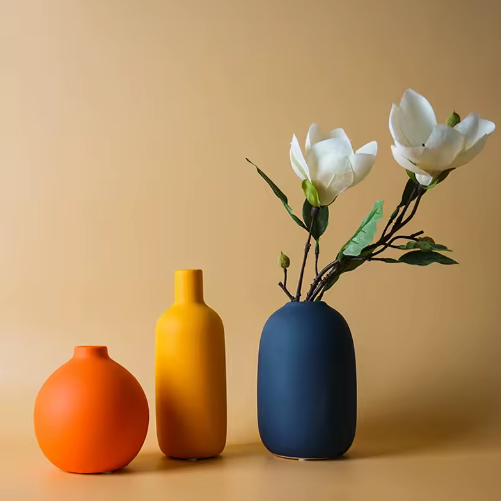 Scandinavische Keramische Vaas – Minimalistische Bloemenvaas met Knelpunt Design voor Tafel en Plank